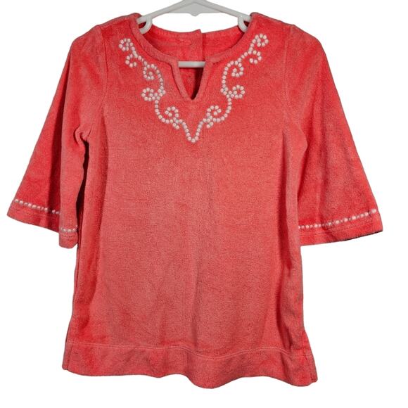 Janie and Jack Swimsuit Terry Cloth Cover-Up in Coral Pink 18 to 24 Months - Picture 1 of 9